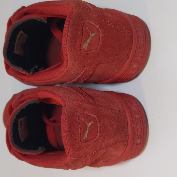 Puma Suede 7 Women's Suede Retro Classic (6 Children's) Red Suede Shoes - Picture 5 of 11